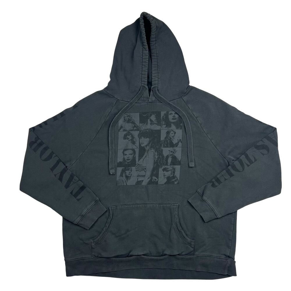 Taylor Swift The Eras Tour Hoodie Large Washed Charcoal Photo Grid Concert Merch